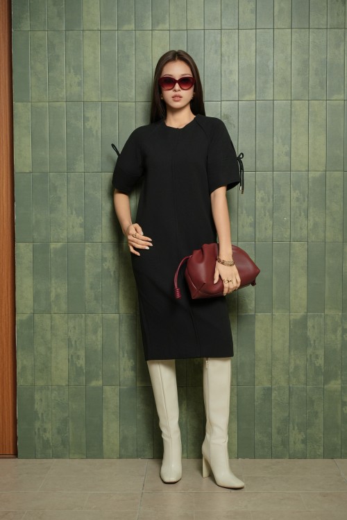 Black Woven Loose Dress