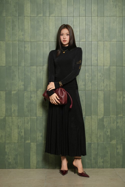 Black Knit Flared Dress