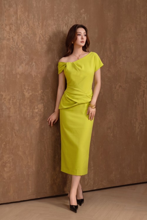 Chartreuse Woven Sarong Dress