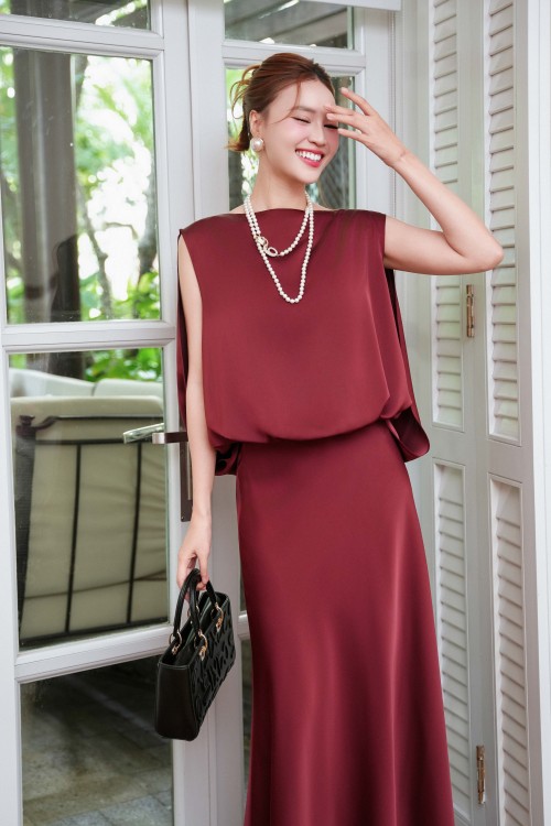 Burgundy Silk Blouse