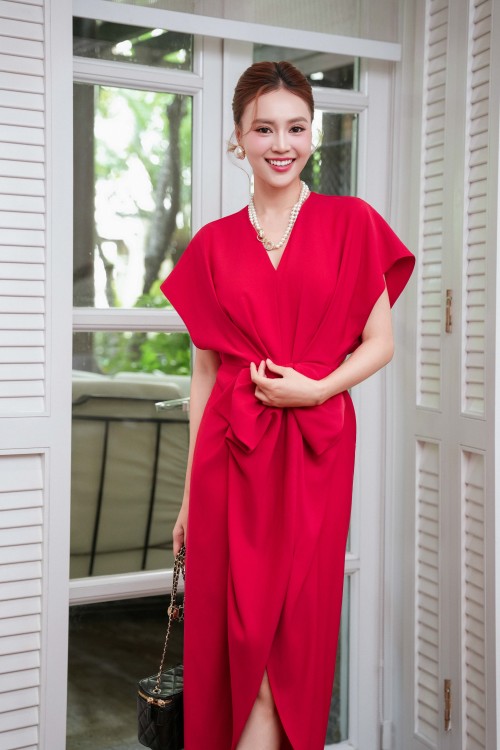 Red Woven Sarong Dress