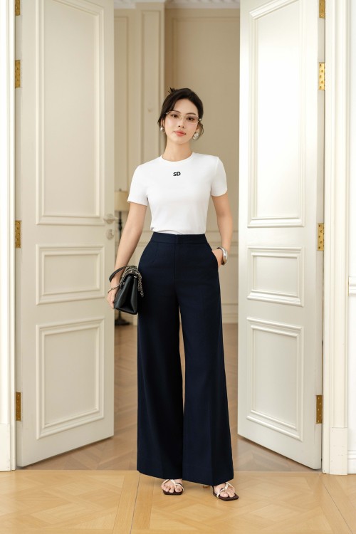 Dark Navy Raw Loose Pants