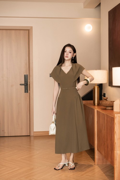 Teak Woven Flared Dress