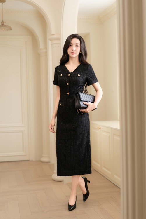 Black Lace Pencil Dress