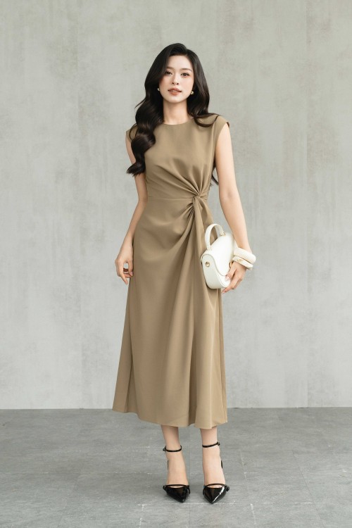 Teak Woven Flared Dress