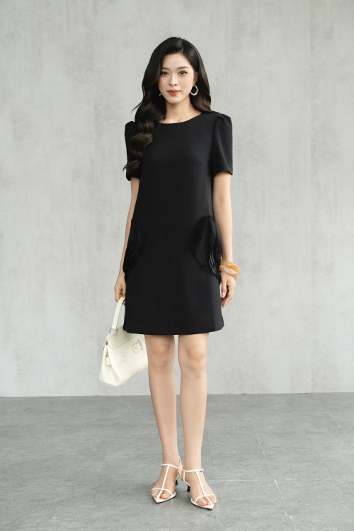 Black Woven Loose Dress