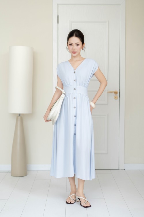 Light Blue Woven Flared Dress