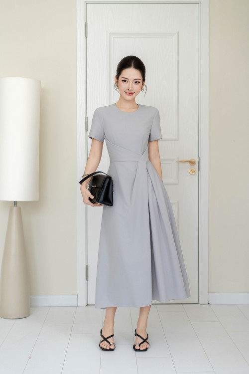 Light Grey Woven Flared Dress
