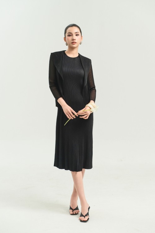 Black Sleeveless Woven Loose Dress