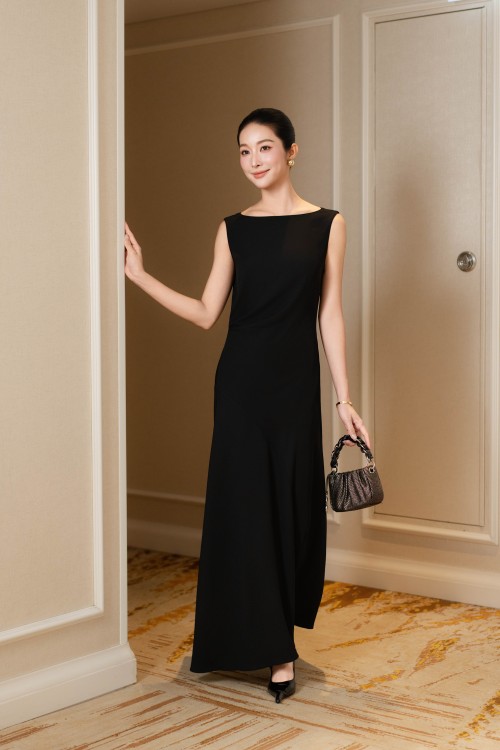 Black Silk Sarong Dress