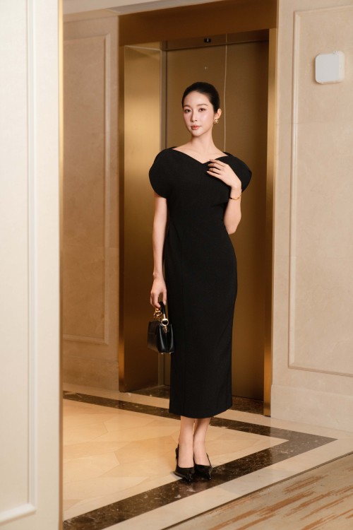 Black Woven Pencil Dress