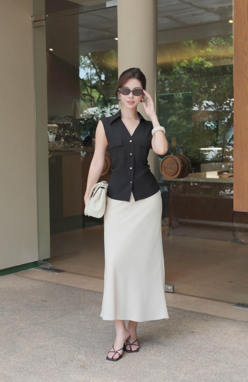 Dark Cream Silk Mermaid Skirt
