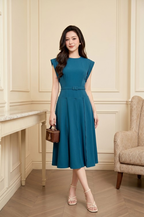 Mallard Green Woven Flared Dress