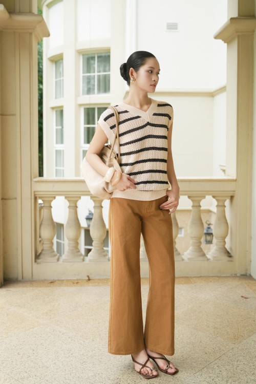 Black Cream Knit Blouse