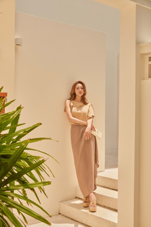 Brown Linen Sarong Skirt