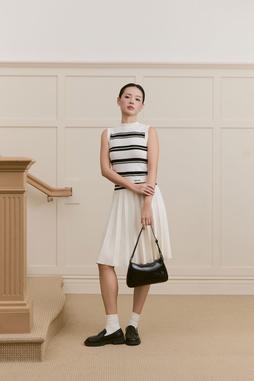 Cream Knit Mini Skirt &amp; Blouse