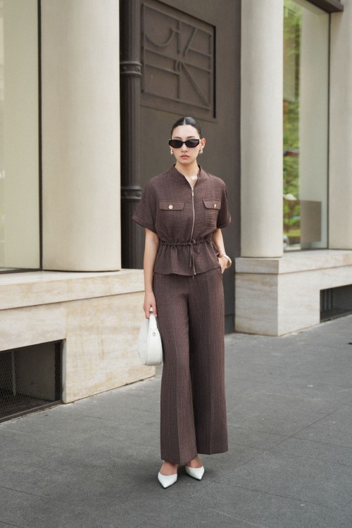 Dark Brown Woven Loose Pants