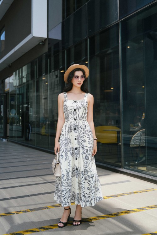 Cream Linen Sleeveless Dress