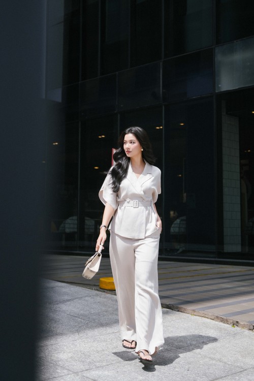 Light Beige Linen Loose Pants