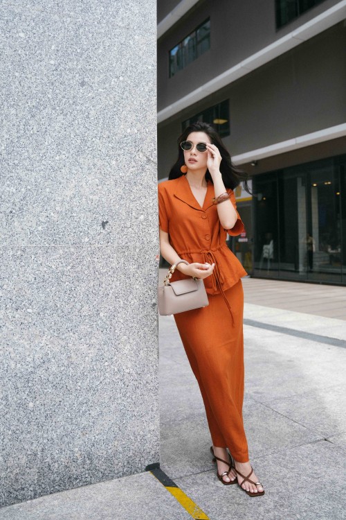 Ochre Linen Loose Skirt