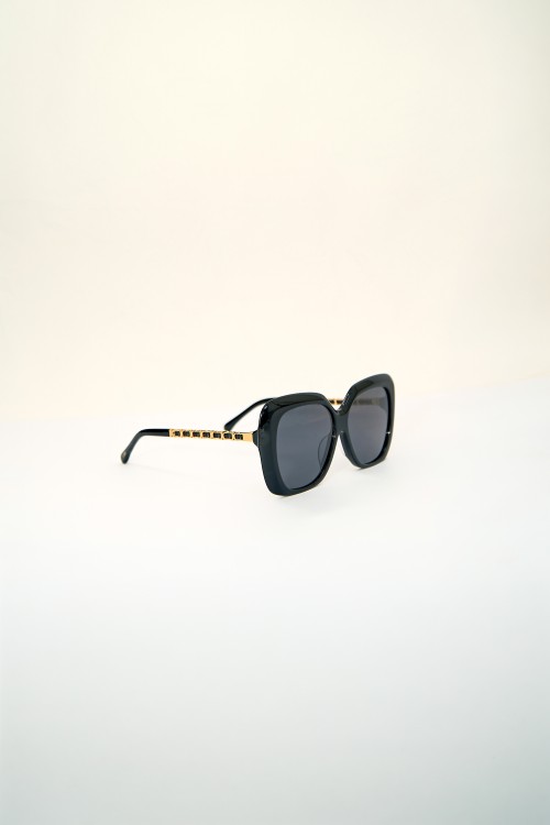 Black Oversize Square Studded Sunglasses