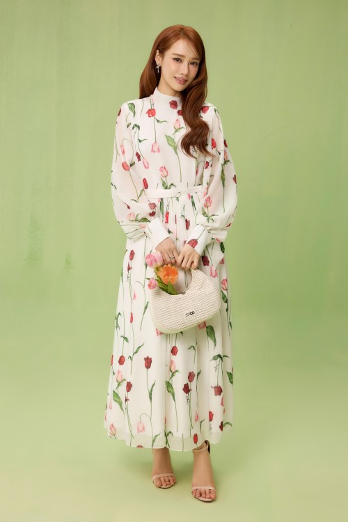 White Tulip Organza Flared Dress