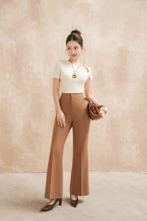 Brown Woven Flared Pants