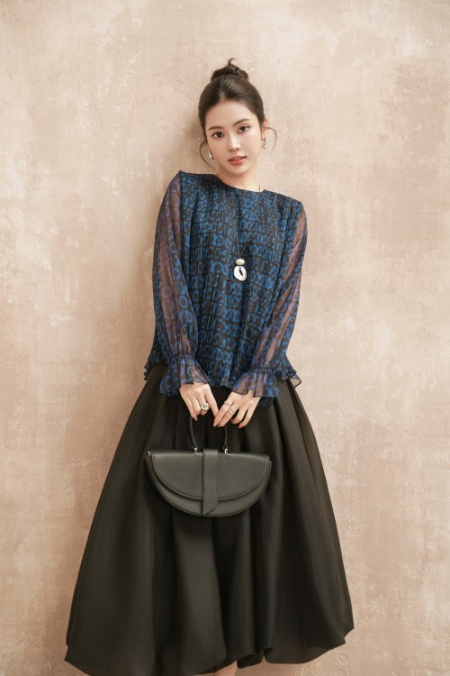 Black Organza Flared Skirt
