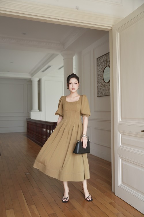 Cinnamon Raw Flared Dress