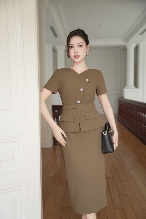 Teak Woven Pencil Dress