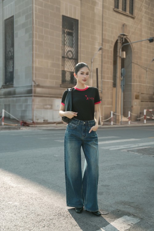 Dark Blue Wash Denim Loose Pants