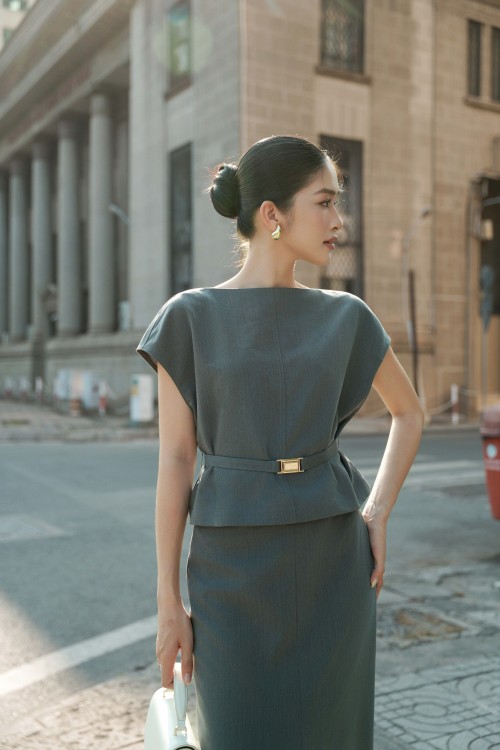 Gray Woven Loose Skirt