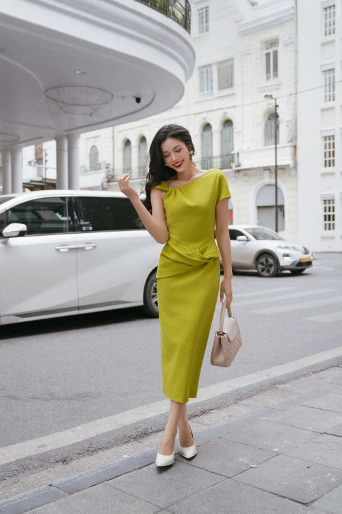 Chartreuse Woven Sarong Dress