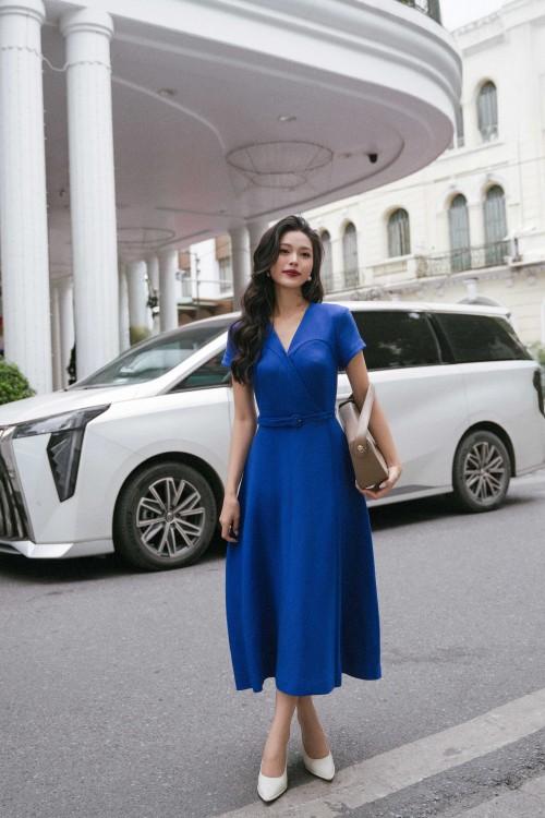 Cobalt Woven Flared Dress