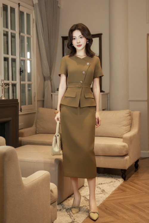 Teak Woven Pencil Dress