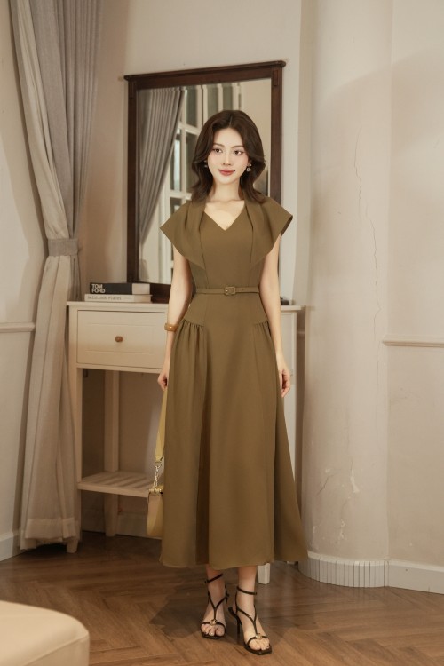 Teak Woven Flared Dress