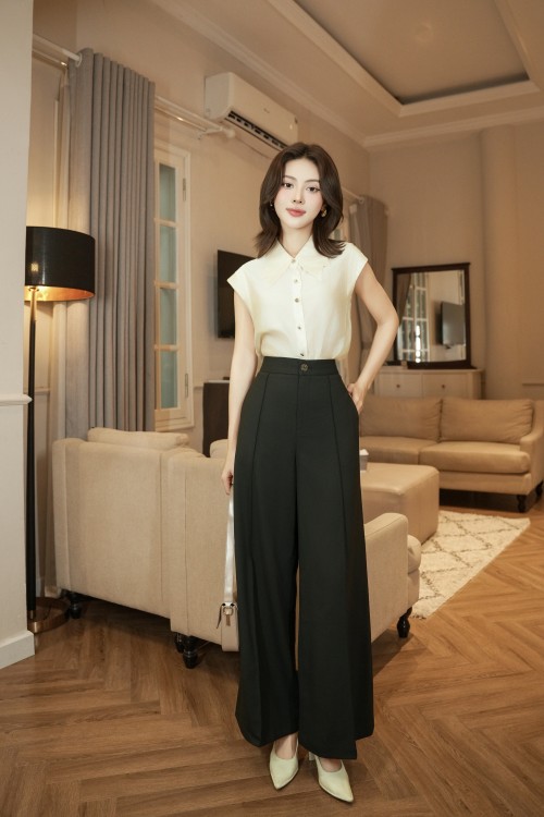 Black Woven Loose Pants