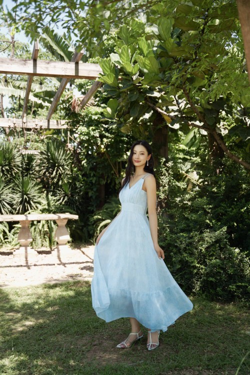 White Organza Flared Dress