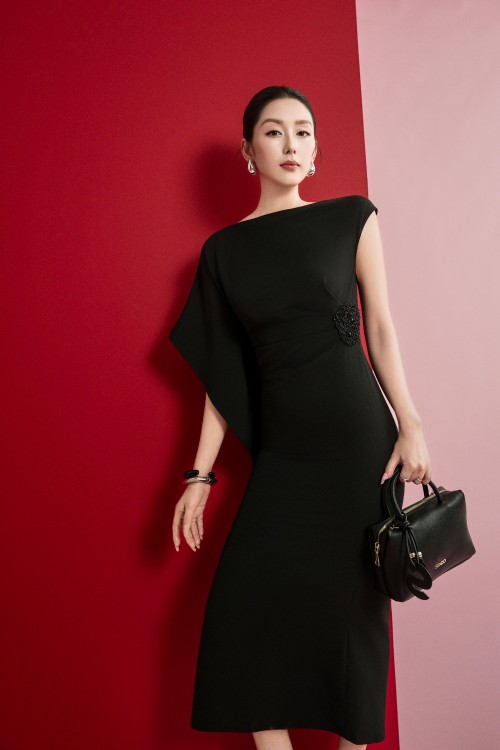 Black Woven Sarong Dress