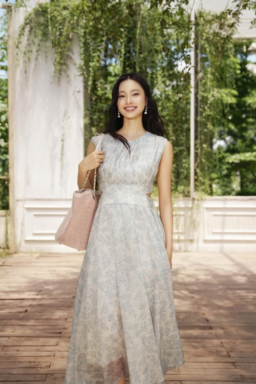 Cream Organza Flared Dress
