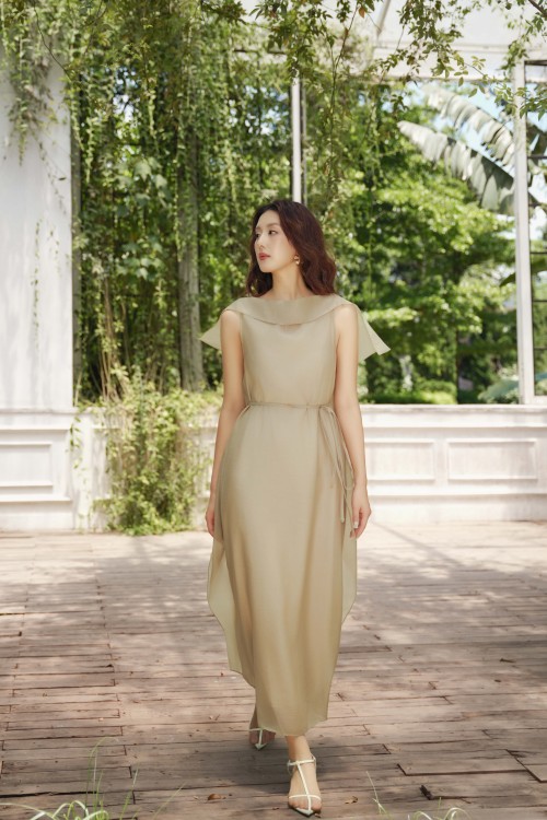 Delicate Yellow Organza Loose Dress