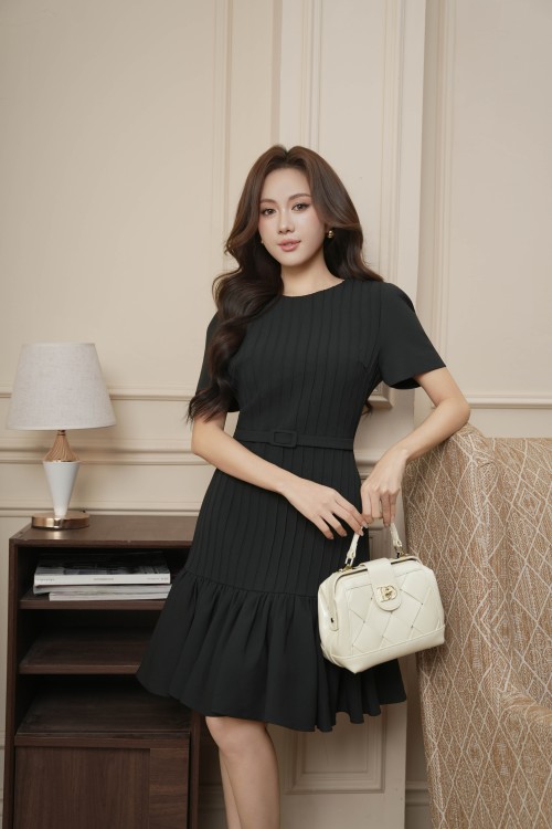 Black Woven Mini Dress