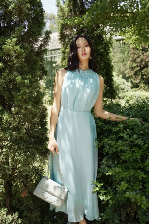 Mint Organza Flared Dress