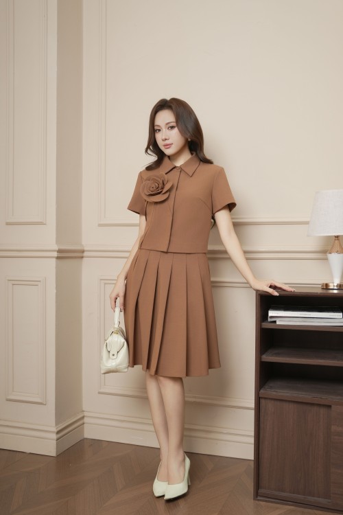Brown Woven Mini Skirt