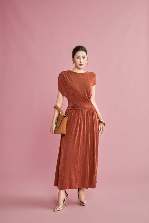Ochre Knit Flared Dress