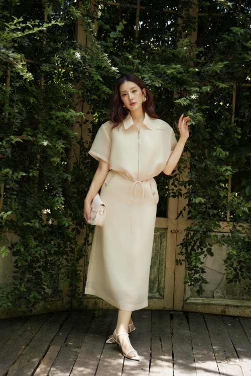 Cream Organza Loose Skirt