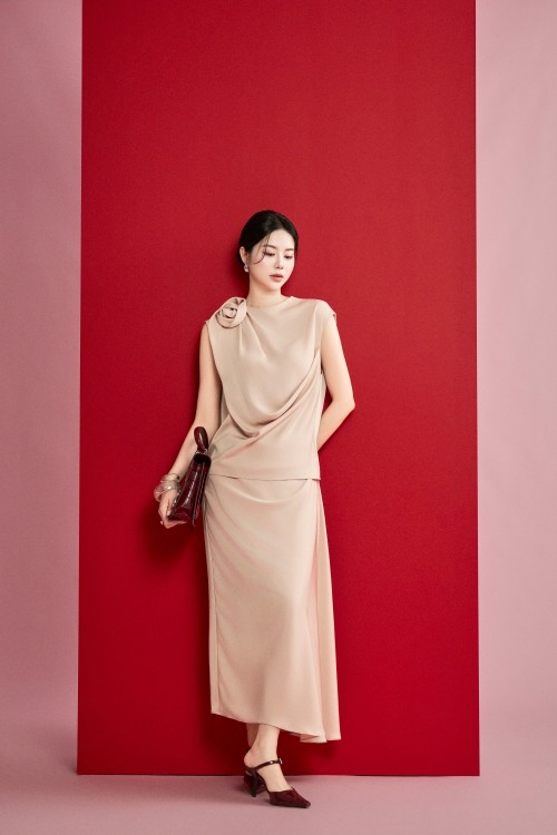 Pink Skin Silk Sarong Skirt