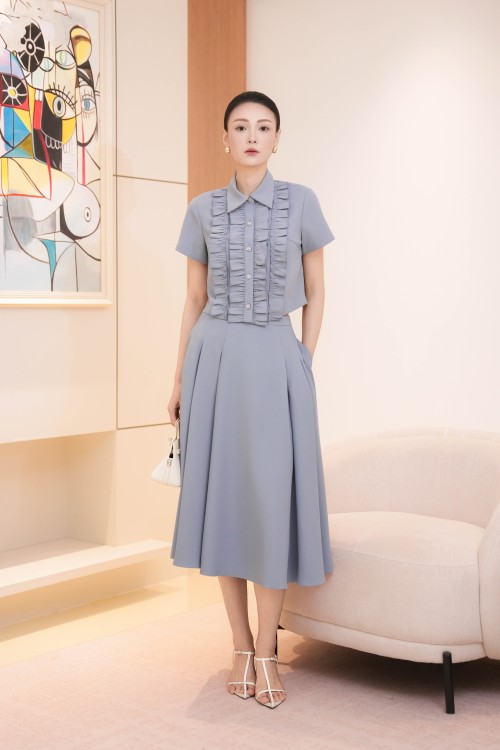 Gray Mist Woven Flared Skirt