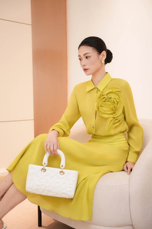 Neon Green 3D Flower Organza Shirt