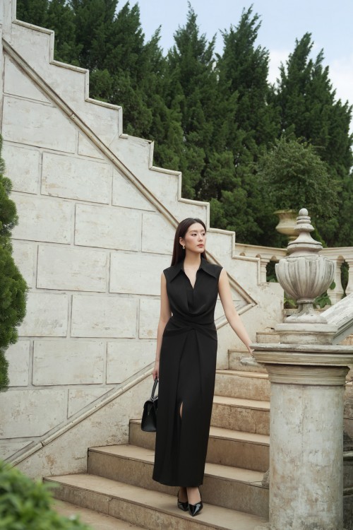 Black Silk Sarong Dress